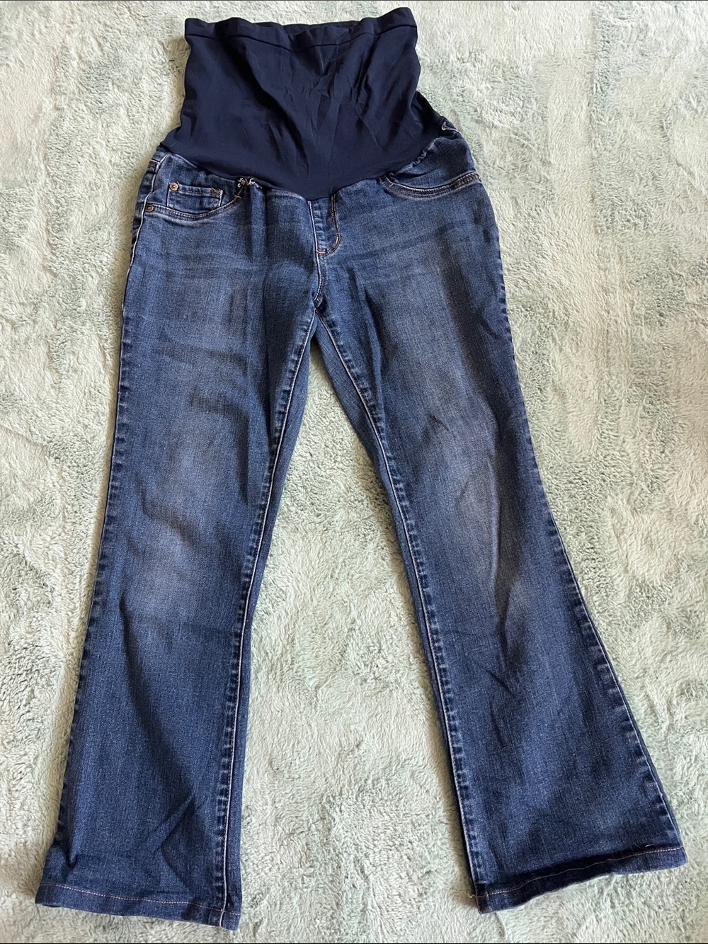 Indigo Blue Dark Blue Maternity Flare Jeans